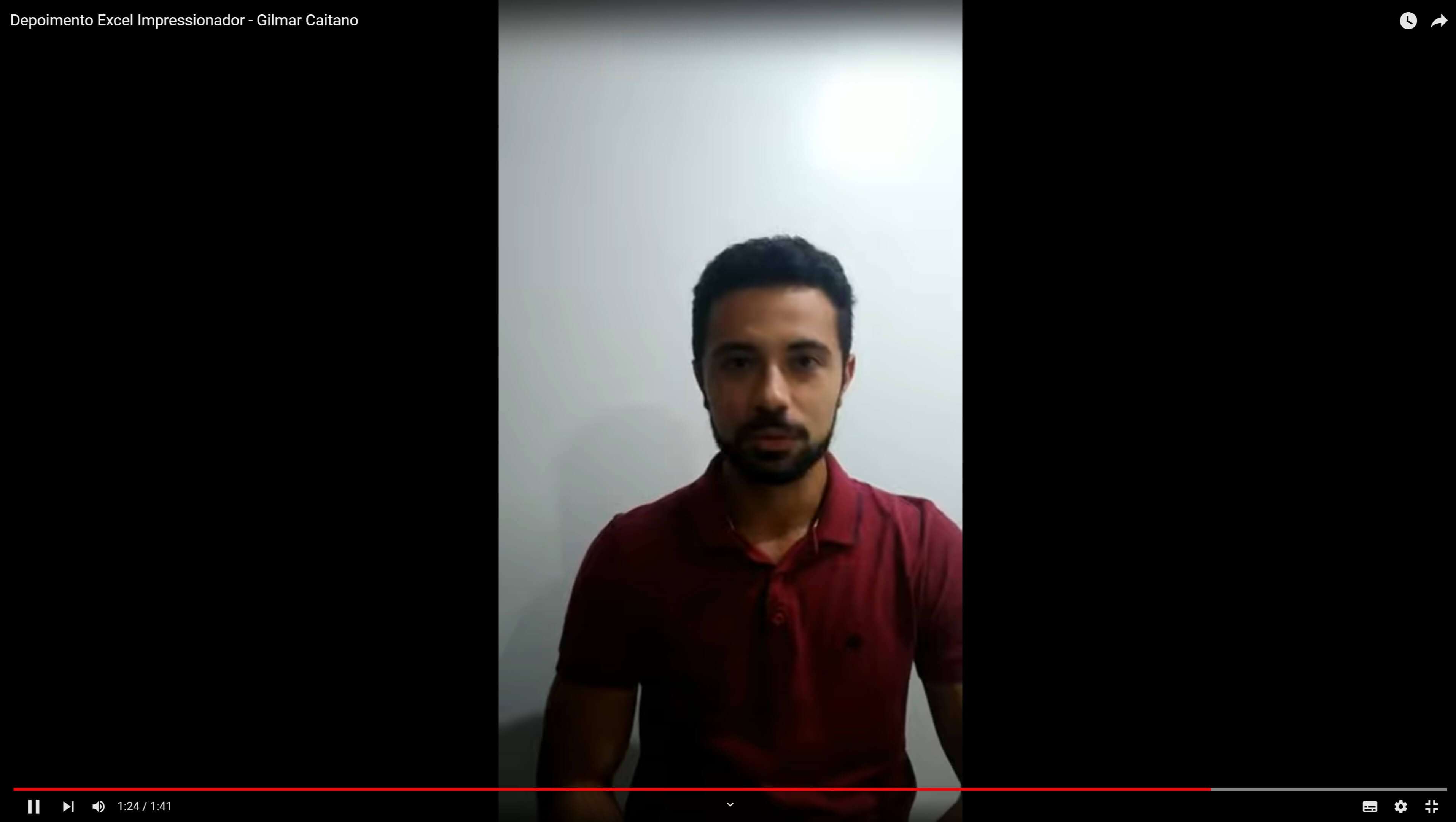 Depoimento em vídeo de Gilmar Caitano, aluno(a) do curso de Excel