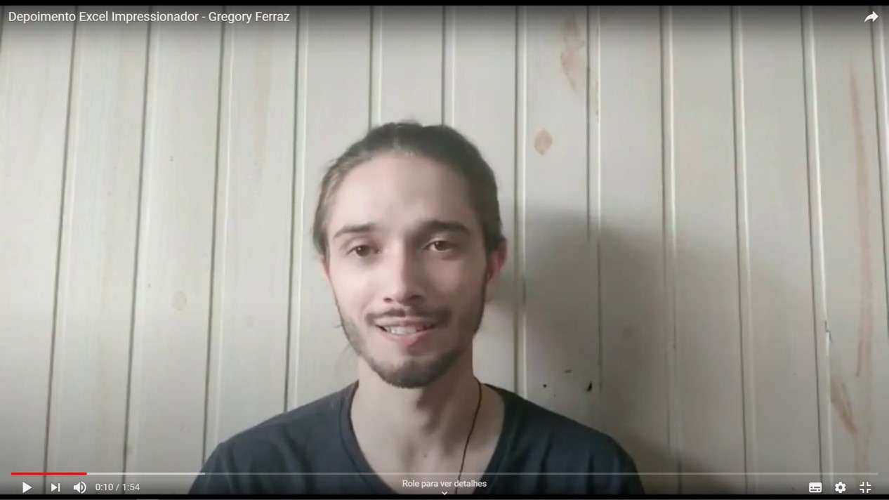 Depoimento em vídeo de Gregory Ferraz, aluno(a) do curso de Excel