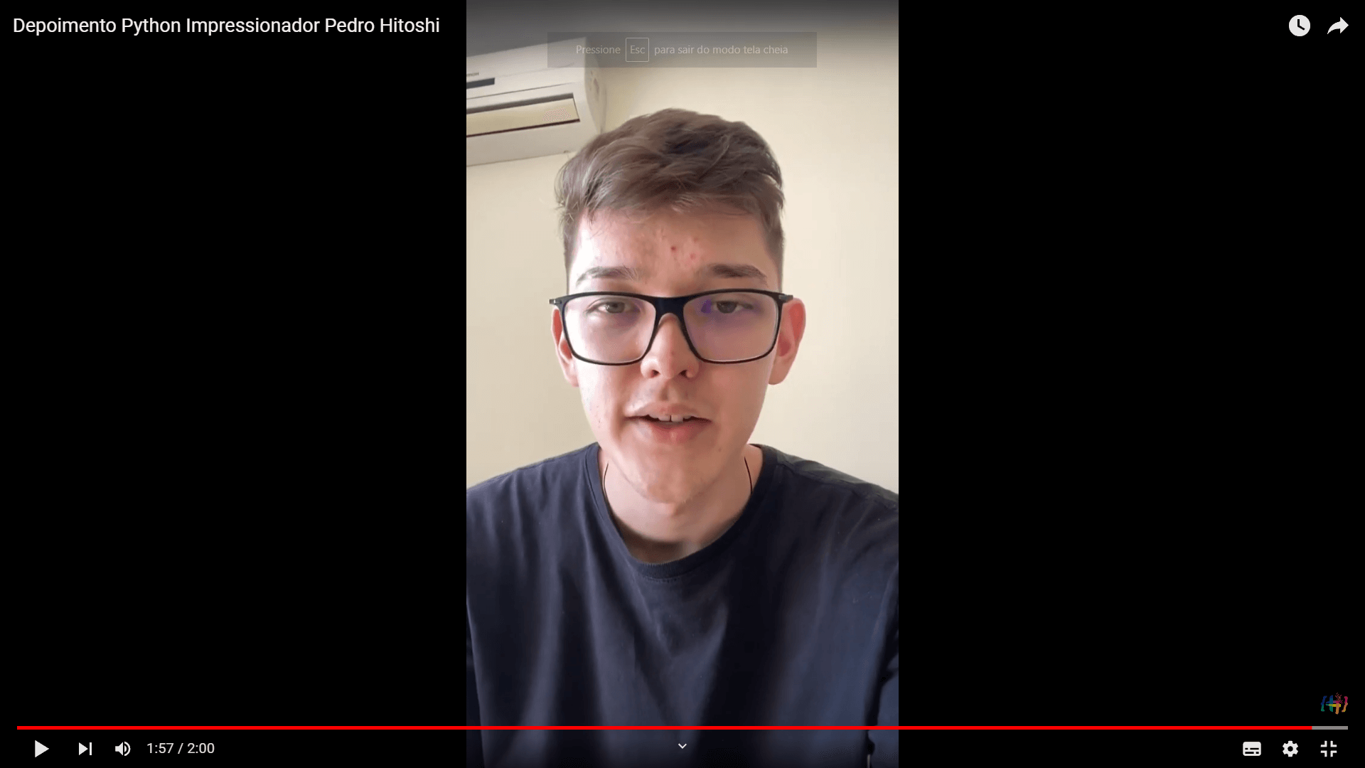 Depoimento em vídeo de Pedro Hitoshi, aluno(a) do curso de Python