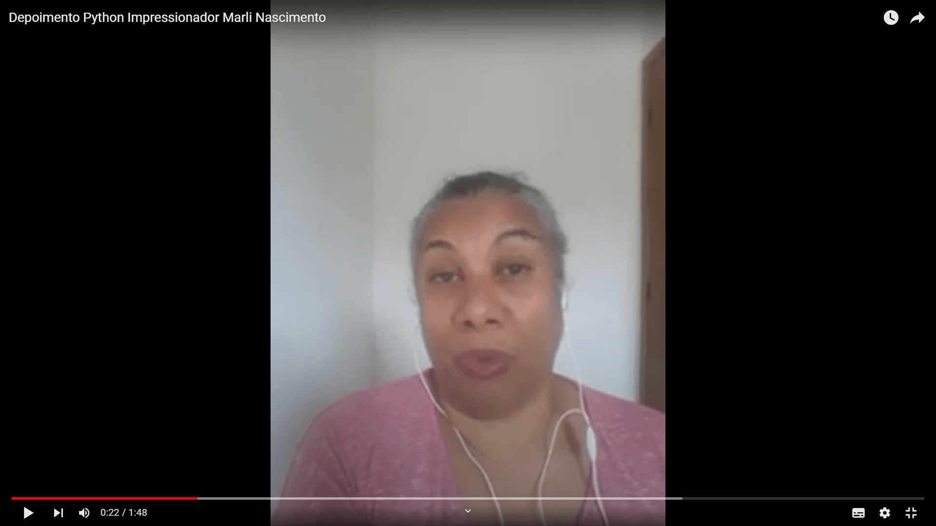 Depoimento em vídeo de Marli Nascimento, aluno(a) do curso de Python