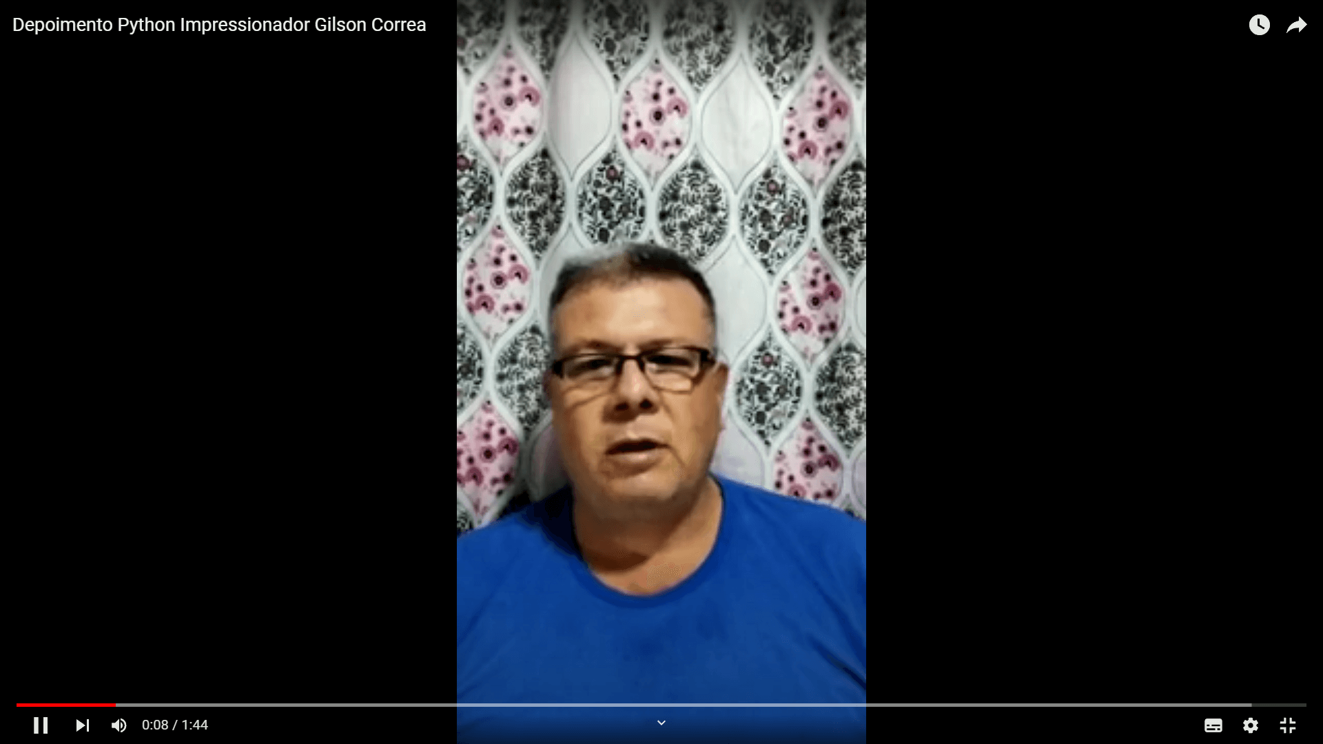 Depoimento em vídeo de Gilson Correa, aluno(a) do curso de Python