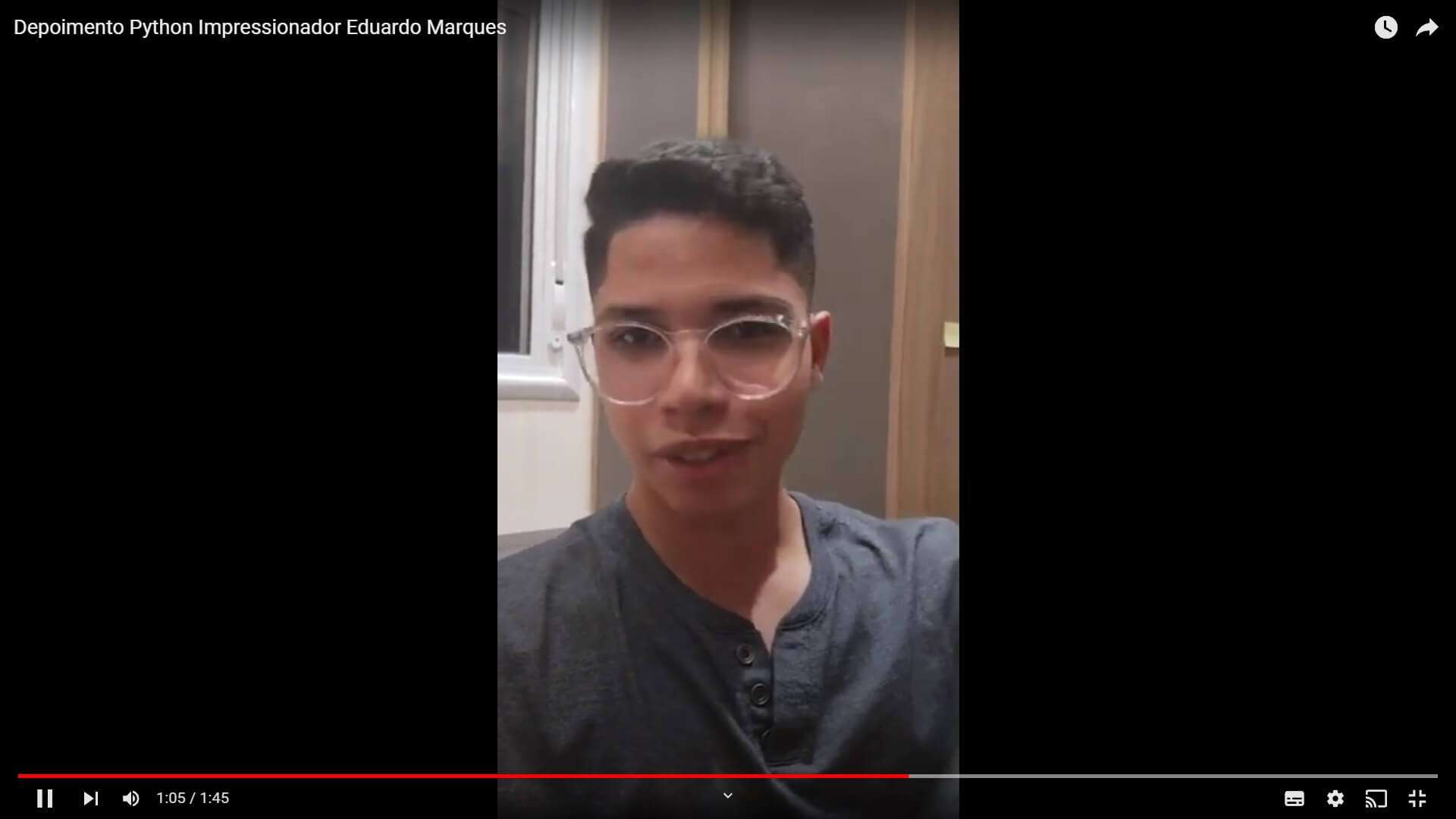 Depoimento em vídeo de Eduardo Marques, aluno(a) do curso de Python