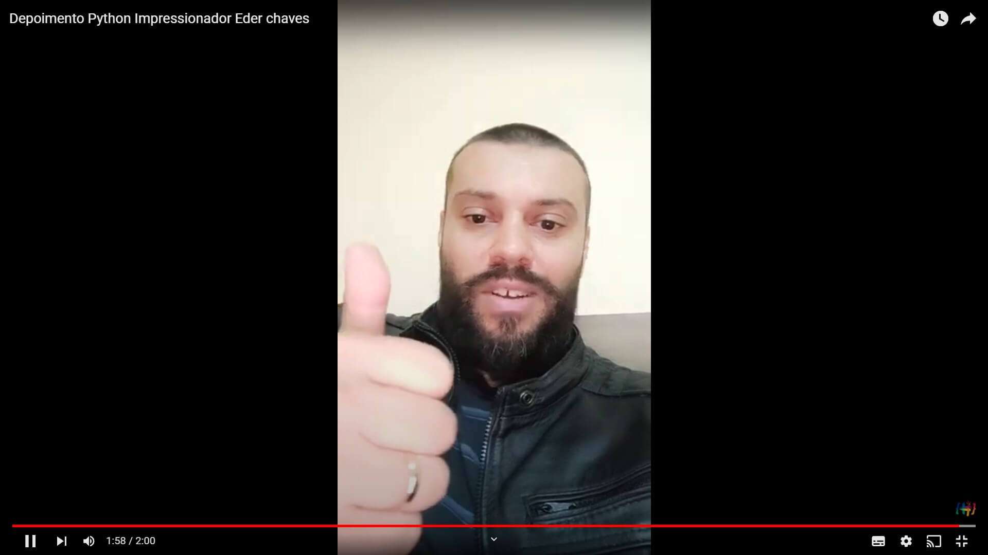 Depoimento em vídeo de Eder Chaves, aluno(a) do curso de Python