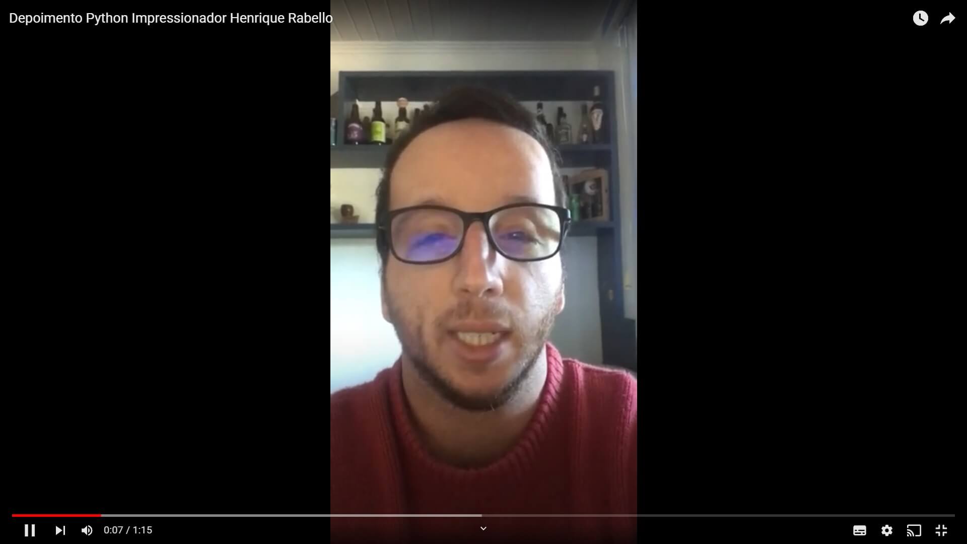 Depoimento em vídeo de Henrique Rabello, aluno(a) do curso de Python