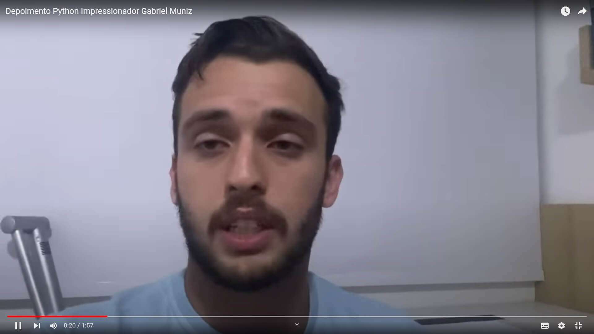 Depoimento em vídeo de Gabriel Muniz, aluno(a) do curso de Python