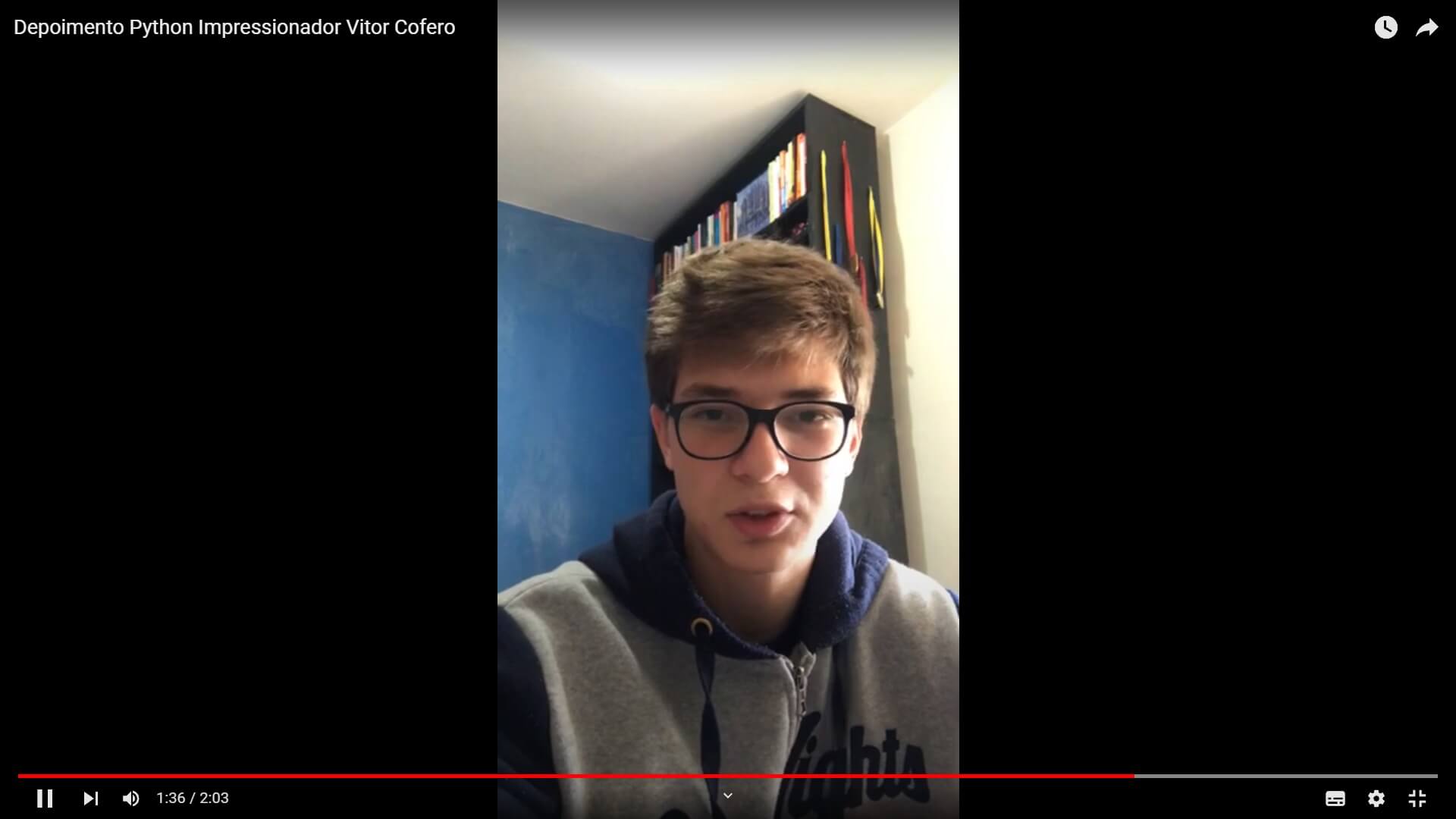 Depoimento em vídeo de Vitor Cofero, aluno(a) do curso de Python