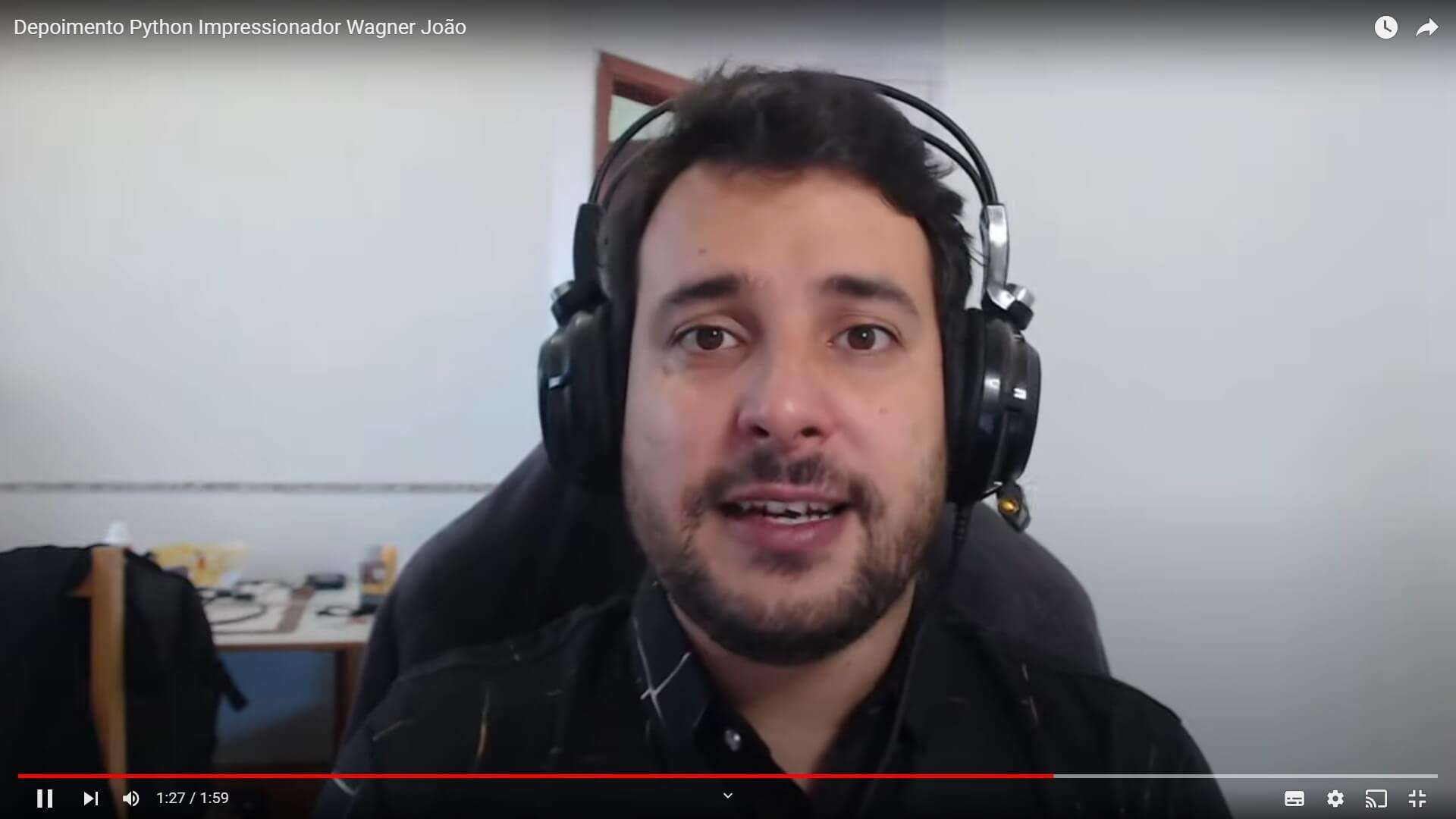 Depoimento em vídeo de Wagner João, aluno(a) do curso de Python