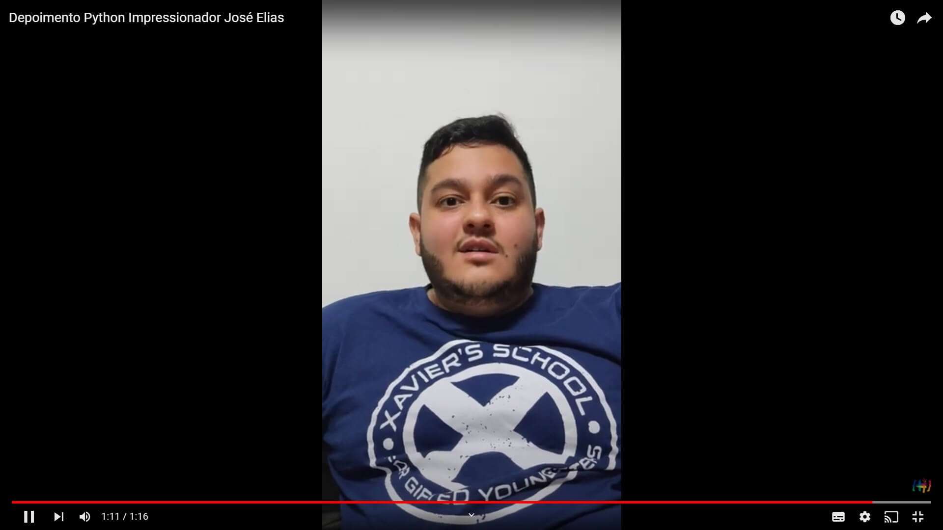 Depoimento em vídeo de José Elias, aluno(a) do curso de Python