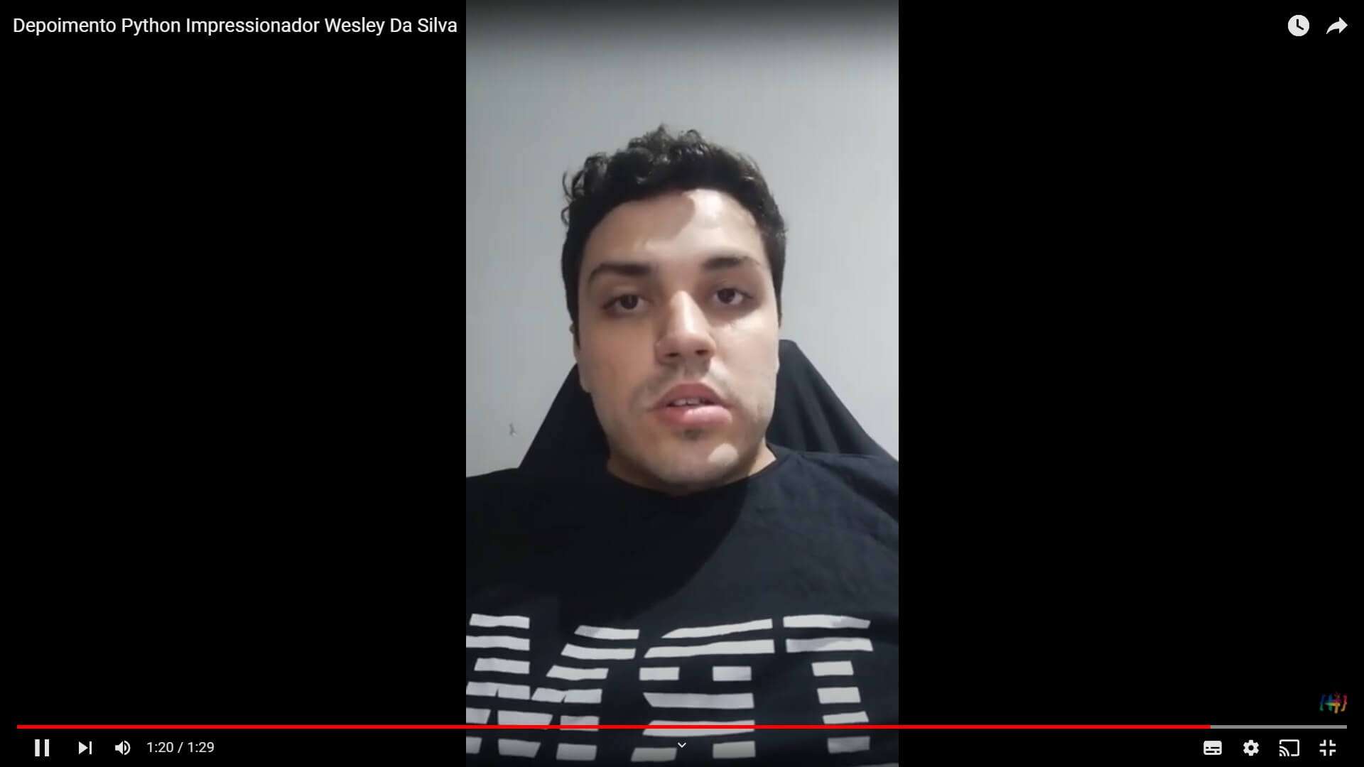 Depoimento em vídeo de Wesley da Silva, aluno(a) do curso de Python