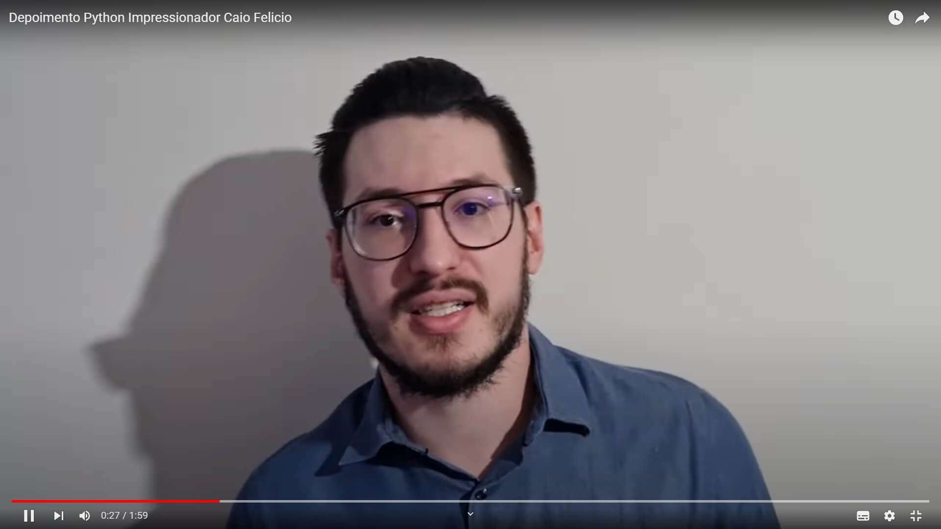 Depoimento em vídeo de Caio Felicio, aluno(a) do curso de Python