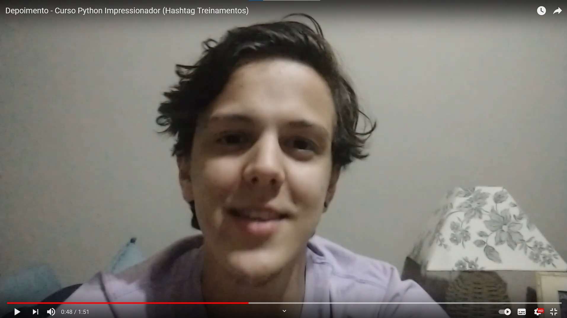 Depoimento em vídeo de João Pedro, aluno(a) do curso de Python