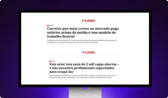 Computador com artigos sobre o crescimento das carreiras de Inteligência Artificial