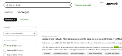 Captura de tela de uma pesquisa de vagas