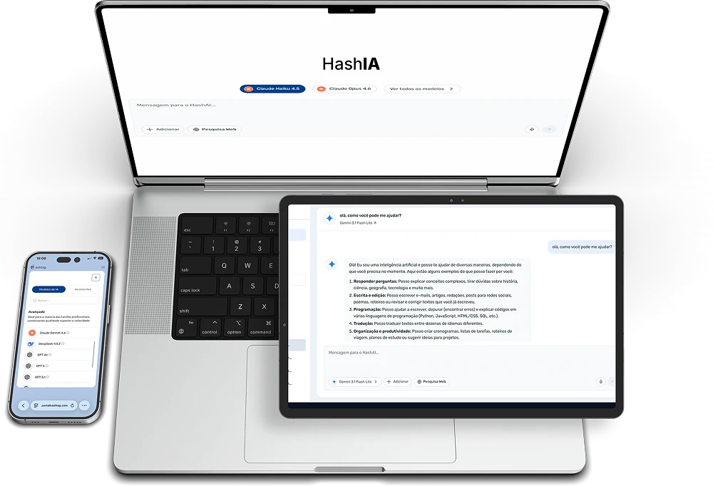 HashIA em notebook, tablet e celular