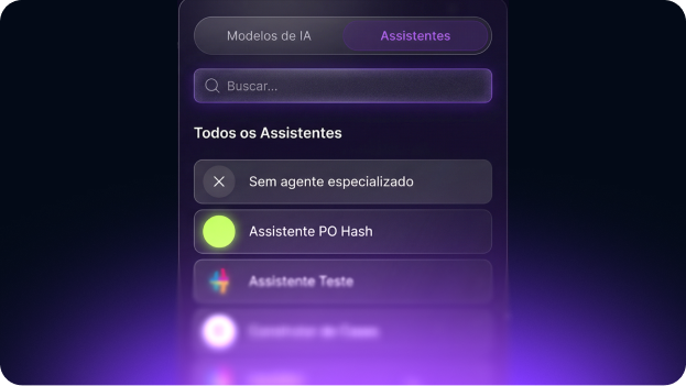 Tela de novos assistentes de IA no HashIA.