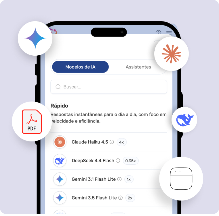 Interface do HashIA com seleção de diferentes modelos de IA.