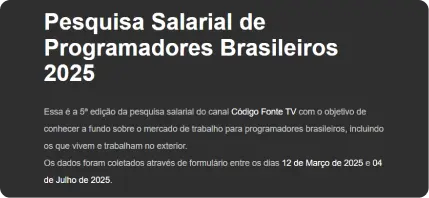 Captura de tela de uma pesquisa salarial de programadores brasileiros em 2025
