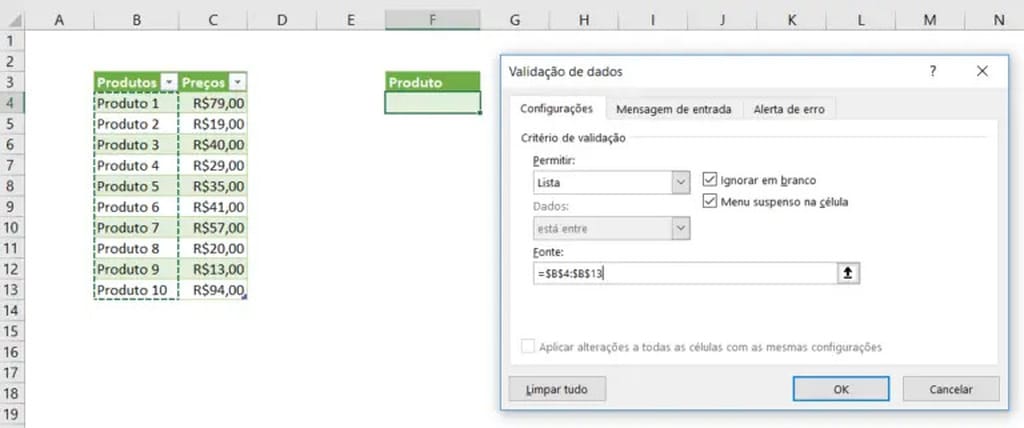 Como fazer lista suspensa no Excel