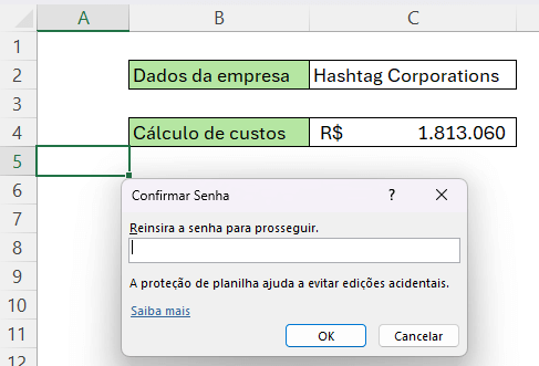 Confirmando a senha
