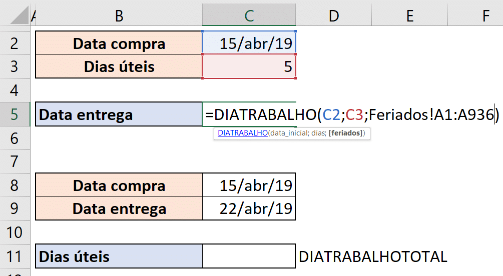 Fórmulas de Data