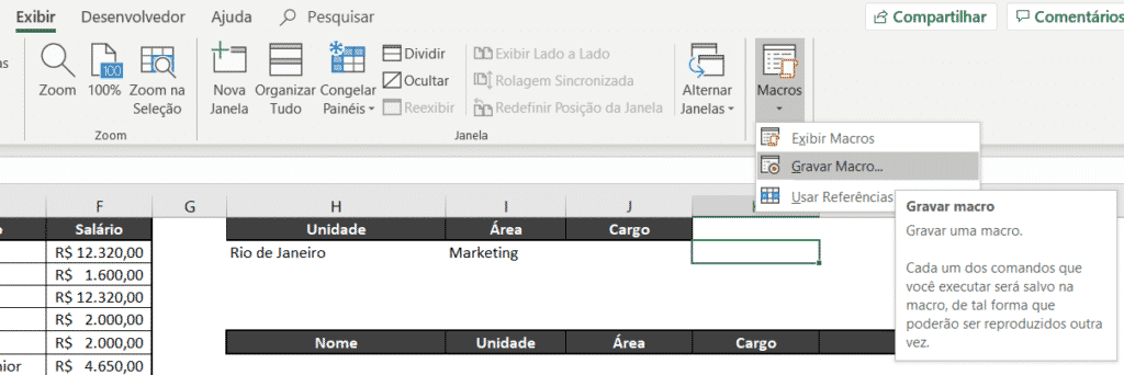 Gravar macro