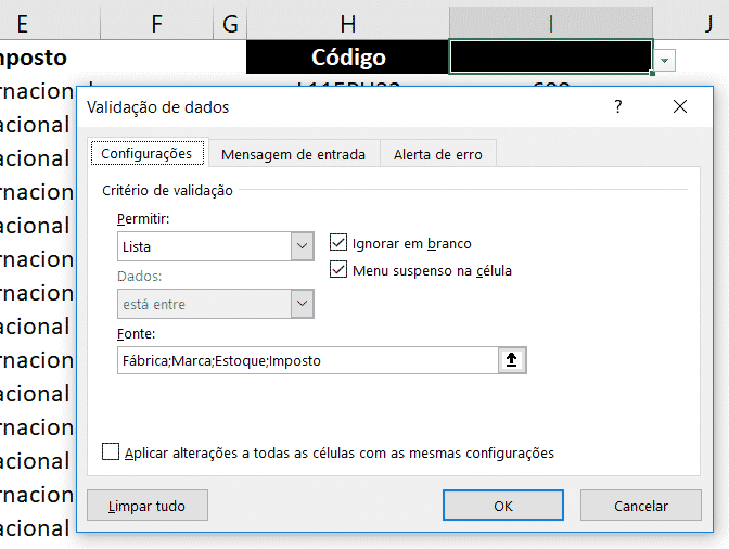 Relatório Automático para Impressionar com suas planilhas no Excel 7 Validação de Dados