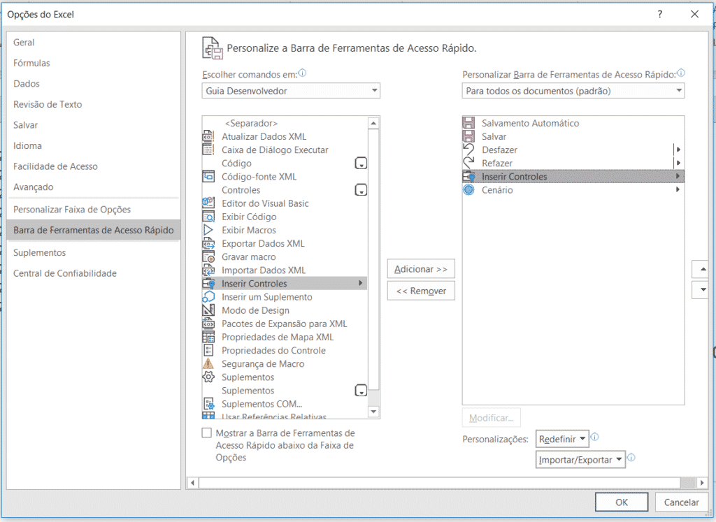 Relatório Automático para Impressionar com suas planilhas no Excel 20 Adicionando Inserir Controles