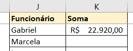 Resultado da fórmula SOMASE - Teste de Excel Resolvido