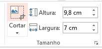 Opção para formatar e cortar a imagem