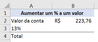 Aumentar um % a um valor