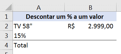 Descontar um percentual a um valor