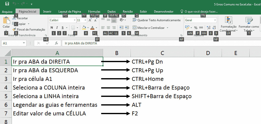 Utilização de tecla ALT