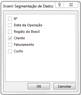 Selecionando a opção de Clientes para a segmentação de dados