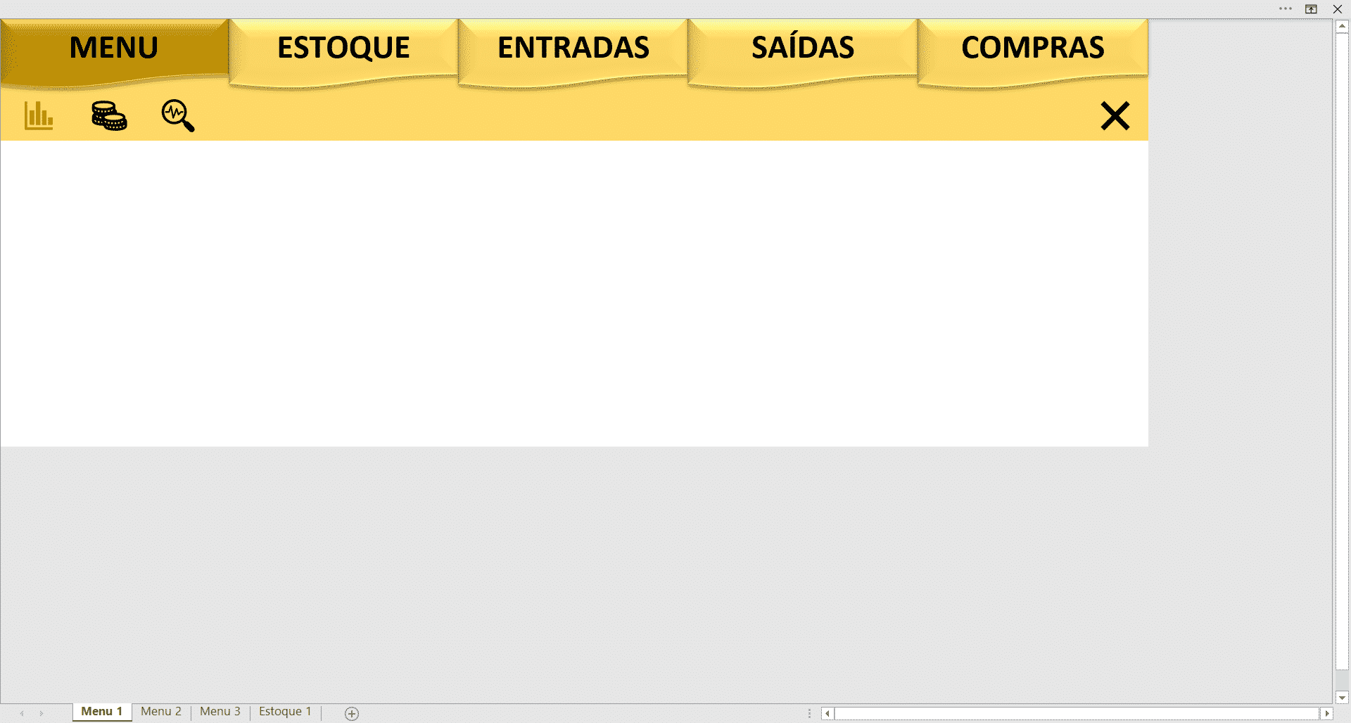 Resultado da planilha excel após ocultar a faixa de opções