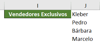 Resultado dos valores exclusivos da função único