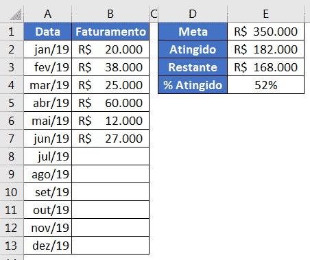 Planilha com os dados preenchidos