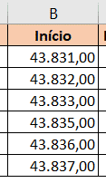 Alterando a formatação das datas para números