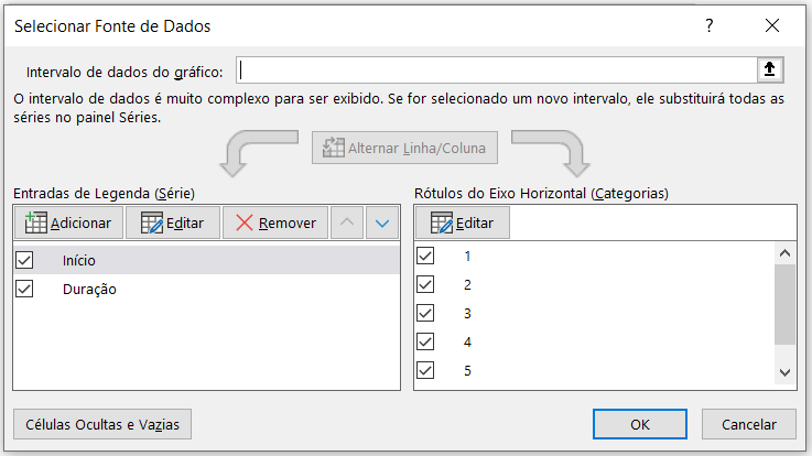 Janela para selecionar fonte de dados