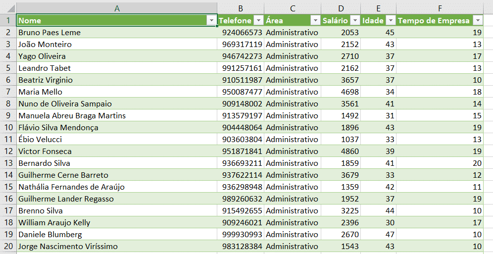 Tabela combinada dentro do ambiente Excel - Juntar planilhas excel
