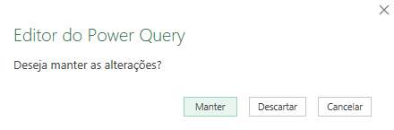 Manter alterações no Power Query