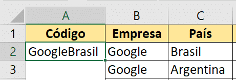 Resultado da fórmula para concatenar