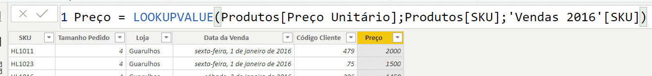 Fórmula para busca de valores LOOKUPVALUE - PROCV no Power BI