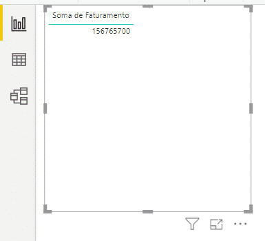 Resultado da soma de faturamento na comparação com ano anterior no Power BI