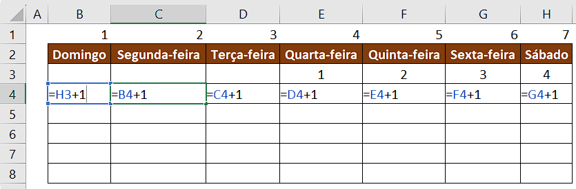 Fórmula para as semanas do meio