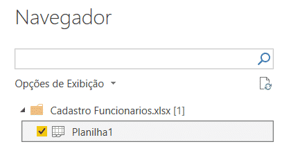 Selecionando a planilha para ser importada