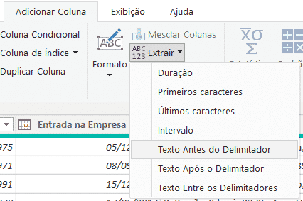 Opção para extrair parte do texto