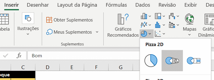 Seleção do Gráfico Pizza de Pizza