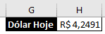 Resultado da fórmula para obter o valor do dólar