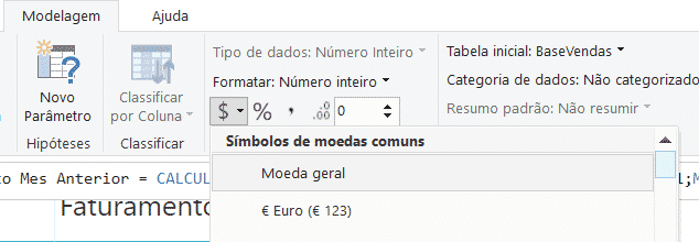 Alterando o formato para moeda