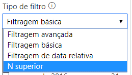 Alterando o tipo de filtro